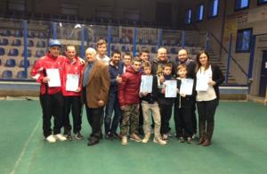 Nella foto: alcuni dirigenti e tecnici rappresentanti la società pugilistica e gli atleti del settore giovanile e dilettantistico premiati dal Comitato Regionale Piemonte VdA